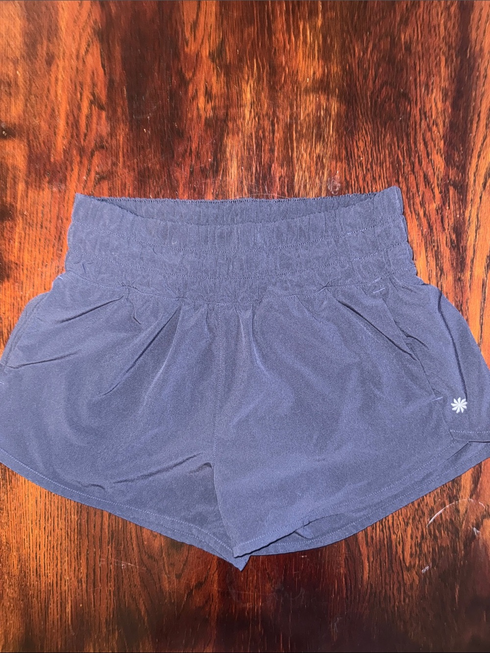 Athleta Navy Smocked-Waist Athletic Shorts